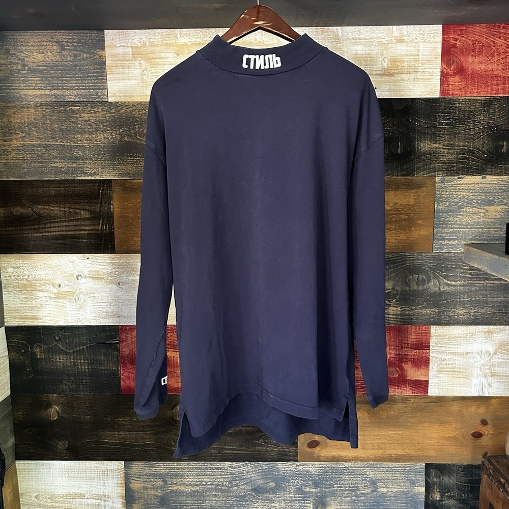 Heron Preston Black Style Mock Neck Long Sleeve T-Shirt Size Medium